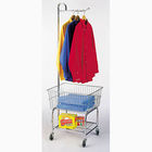 Laundry Trolley Hotel Display Stand With Wire Basket Dolly Chrome